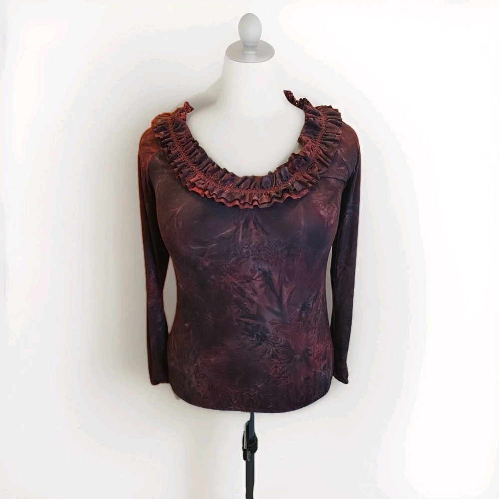 Women's Buckle‎ By DAY TRIP Made In USA Ruffled Off Shoulder Scoop Neck